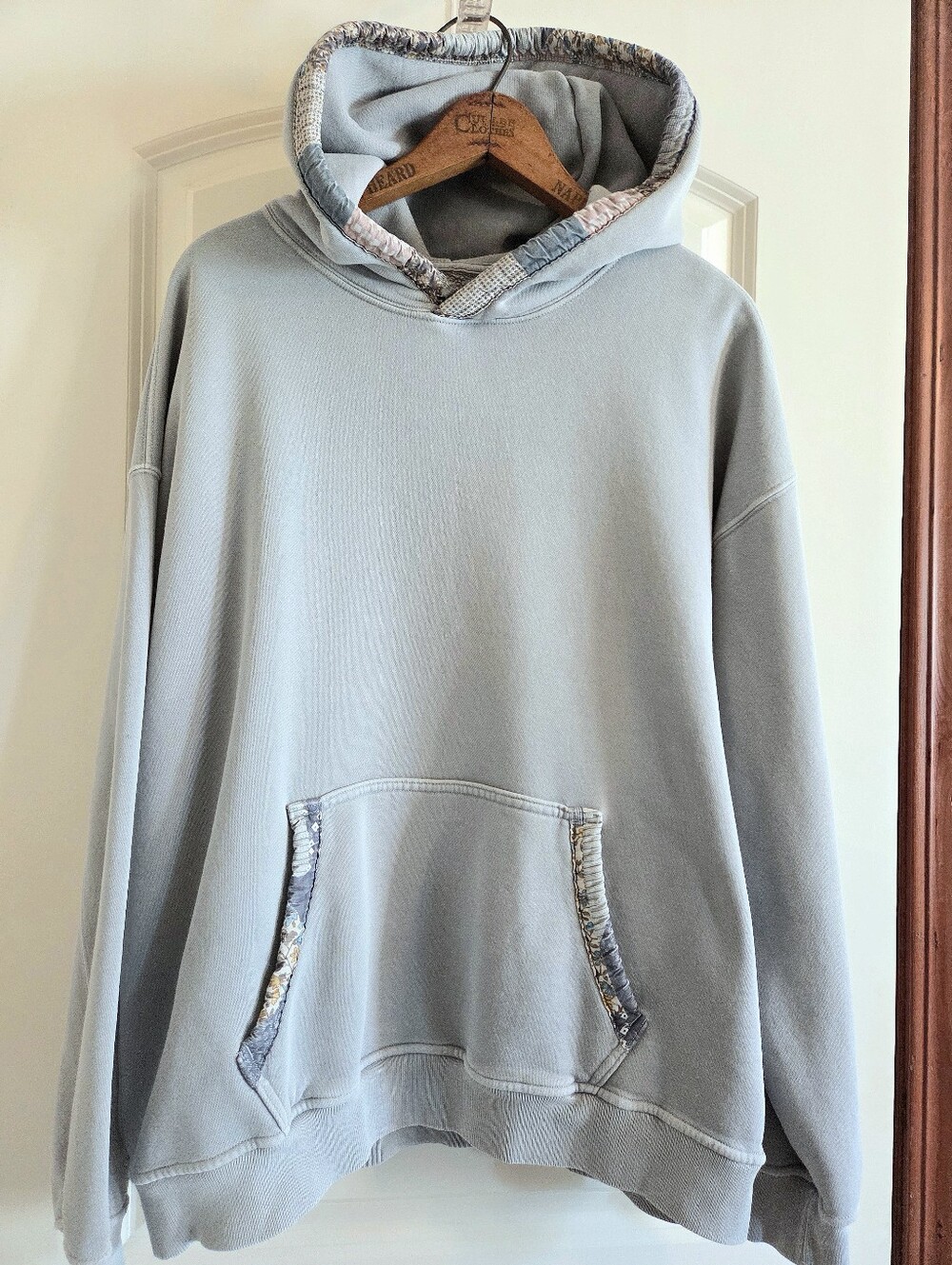 Abercrombie & Fitch Essential Patchwork Hoodie Gray Floral Trim Size M VHTF Vira